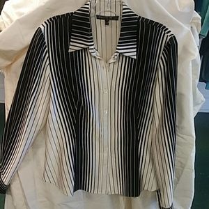 Lafayette 148 100% Silk Black & White Button-Up